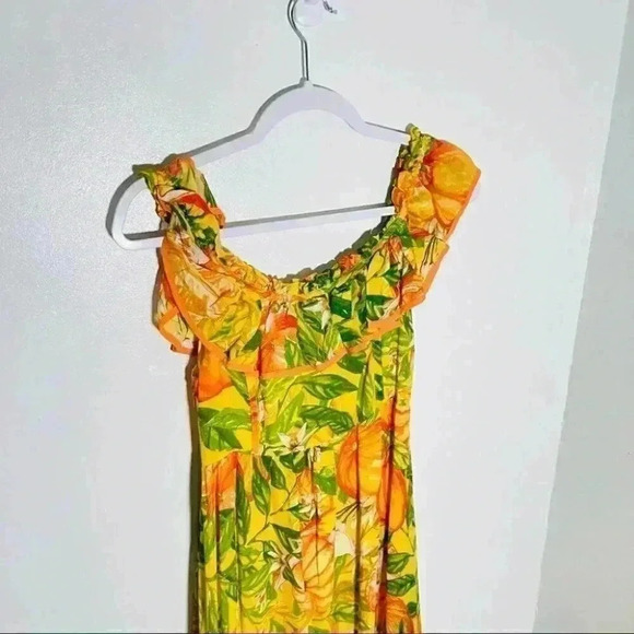 NWT FARM Rio Tangerines Off Shoulder Midi Dress - Picture 7 of 12